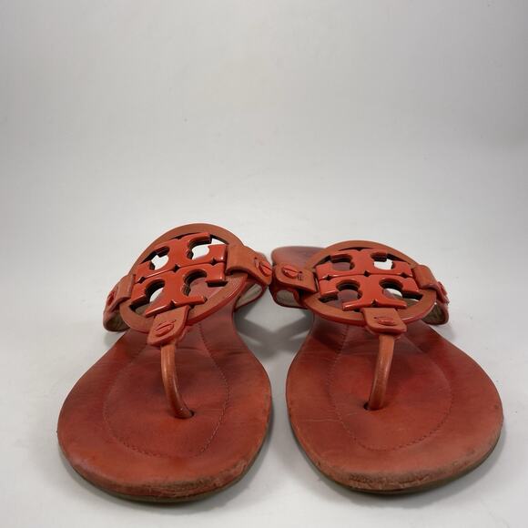 Tory Burch Miller Cloud Logo Sandals Womens Size 6.5 M Orange Leather - Picture 9 of 9